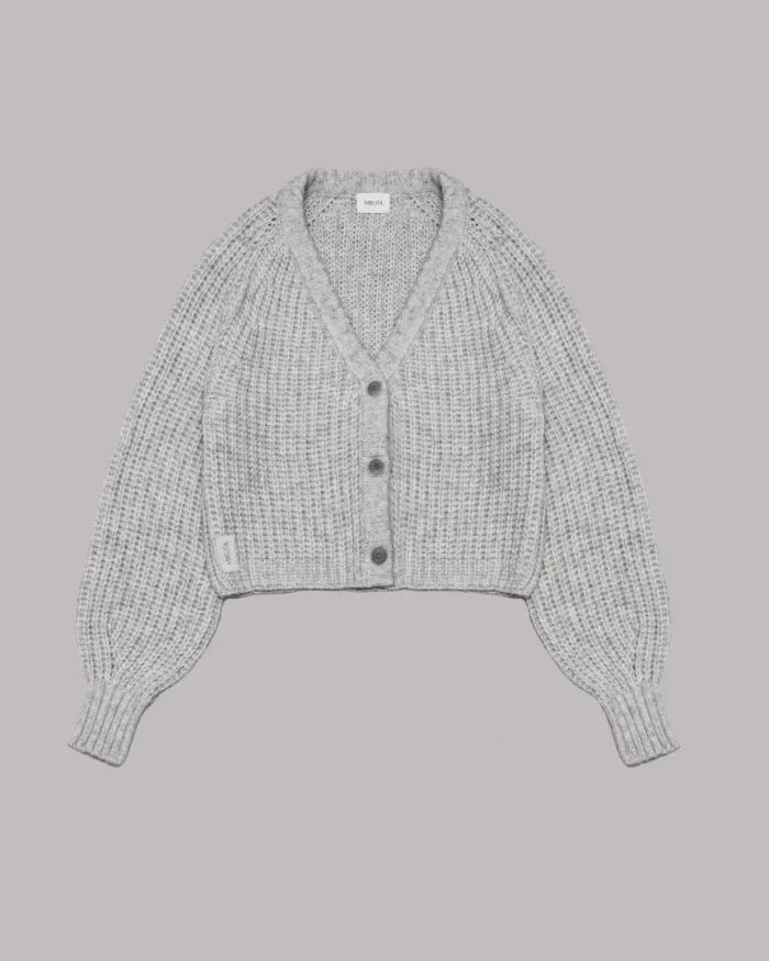 Mikuta Light Short Knitted Cardigan Jacket Grey (1)