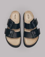 Mikuta The Black Leather Buckle Sandals (4)