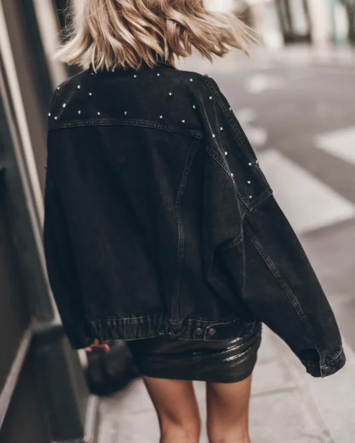 Mikuta The Black Studded Denim Jacket (3)