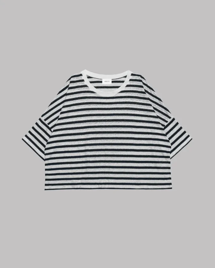 Mikuta The Striped Loose Linen T Shirt (3)